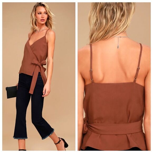 J.O.A Top Womens Size Small Reine Washed burgundy wrap Asymmetrical NWT - Picture 1 of 11